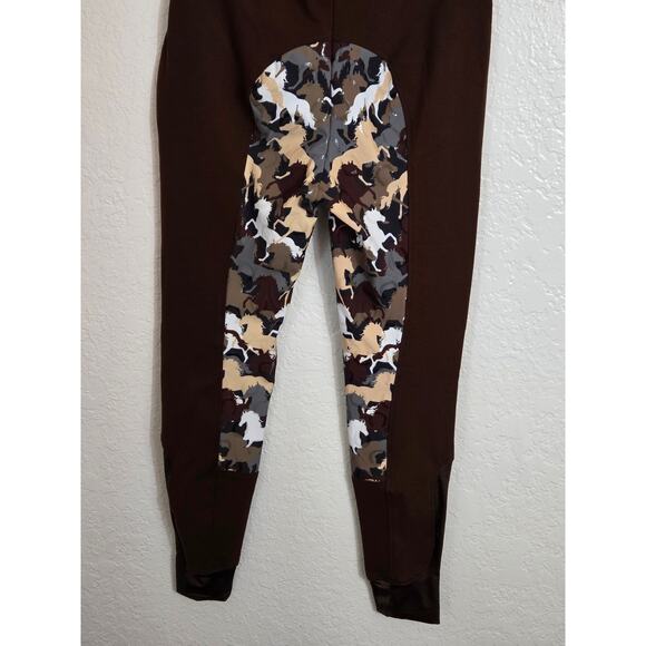 Buckwild Breeches Horse Riding Pants Medium Brown Horse Print Equestrian Stretch - Picture 8 of 11